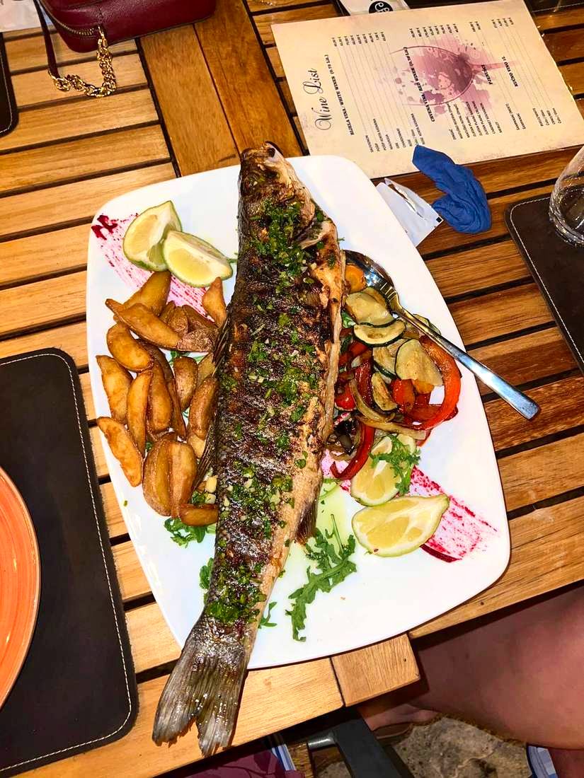Whole grilled sea bass, the order we kept repeating
