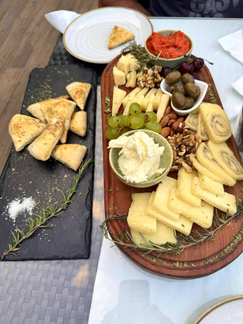 The cheese board, kajmak and ajvar